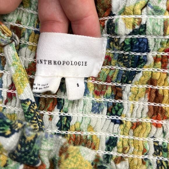 Anthropologie Smocked Floral Print Cropped Bustier Top Small - Picture 3 of 6